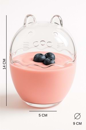 Kedi Figürlü Magnolia Kase Takımı – 4’lü Yumurta Şeklinde Cam Kapaklı Sunum Kasesi