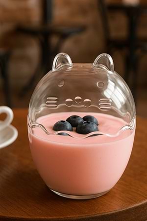 Kedi Figürlü Magnolia Kase Takımı – 4’lü Yumurta Şeklinde Cam Kapaklı Sunum Kasesi