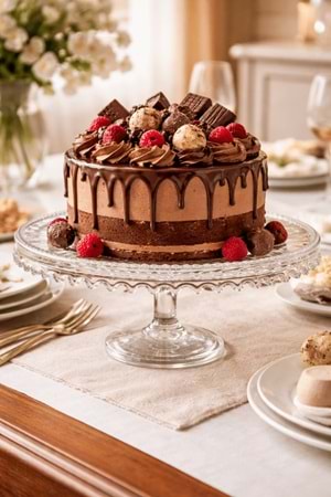 Dekoratif Ayaklı Şeffaf Cam Sunum Tabağı - Kek, Pasta ve Tatlı Standı