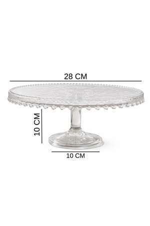 Dekoratif Ayaklı Şeffaf Cam Sunum Tabağı - Kek, Pasta ve Tatlı Standı