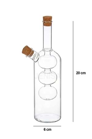 Üç Bölmeli Çift Hazneli Cam Yağdanlık & Sirkelik – 260 ml Zarif Tasarım
