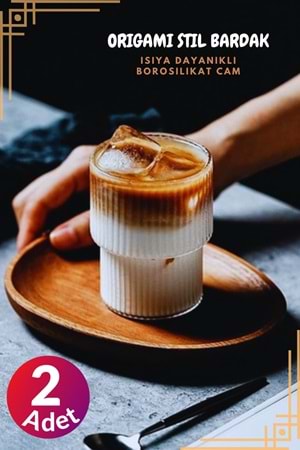Isıya Dayanıklı Borosilikat Origami Stil Kahve Ve Sunum Bardağı 300 ml 2 Adet