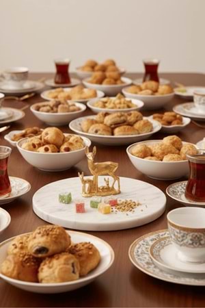 Altın Geyik Ailesi Dekorlu Mermer Lokumluk – İkram, Tatlı & Drajelik Sunum Tabağı