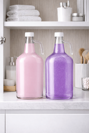 2'li Cam Çamaşır Yumuşatıcı & Sıvı Deterjan Şişesi - 3 Litre Galon Banyo Organizeri