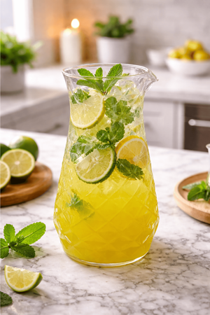 1250 Ml. Desenli İnce El Yapımı Cam Karaf - İris Kokteyl Meşrubat Sunum Servis Sürahi