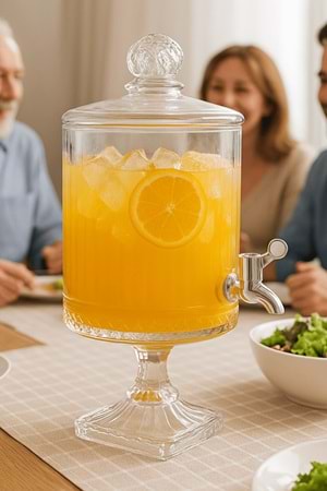 Elysia Cam Ayaklı Sebil 4,5 Lt – Musluklu, Standlı Şerbetlik & İçecek Dispenseri