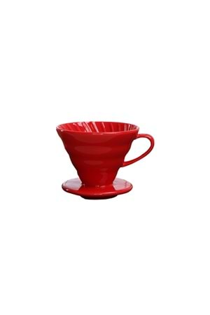 Epinox V60 Modeli Seramik Kahve Demleme Kırmızı Renk Dripper