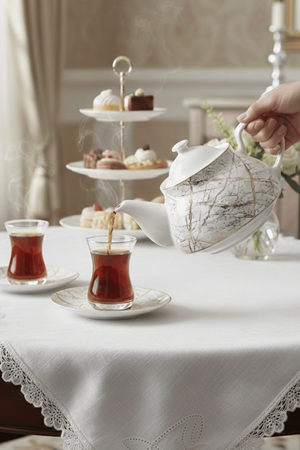 Mermer Desenli Porselen Demlik 750ml