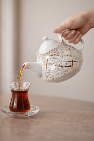 Mermer Desenli Porselen Demlik 750ml