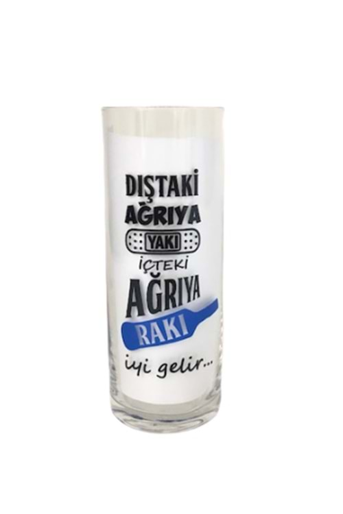 Ağrıya Rakı Yazılı Cam Rakı Bardağı 2 Adet Bardak Set Hediyelik