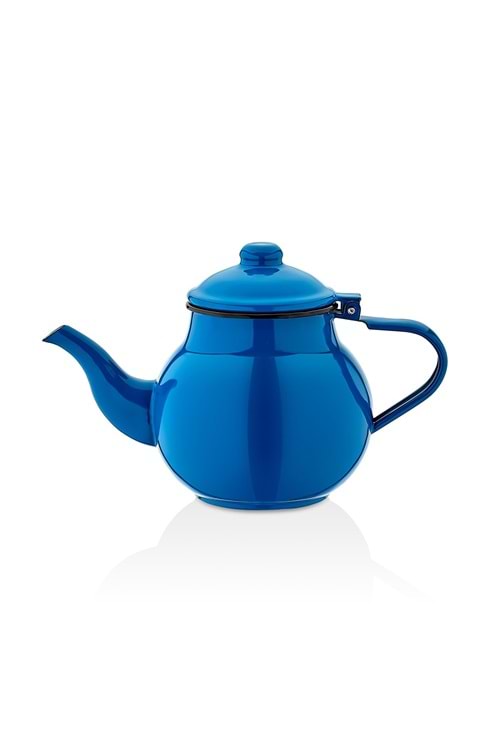 Ebru Emaye Demlik Çinko Eski Tip Mavi Üst Çay Demliği 1.5 lt No:15