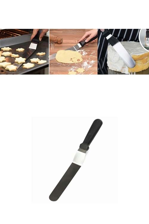 Eğik Pasta Paleti Sıvama Spatulası 20 cm Oval Uçlu Spatula