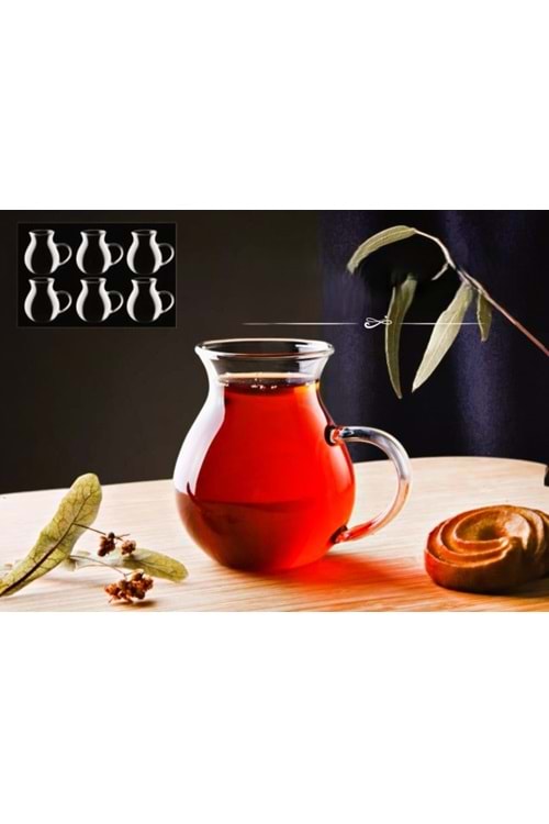 Isıya Dayanaklı 6 Lı Cam Saplı Çay Bardak 200 Ml