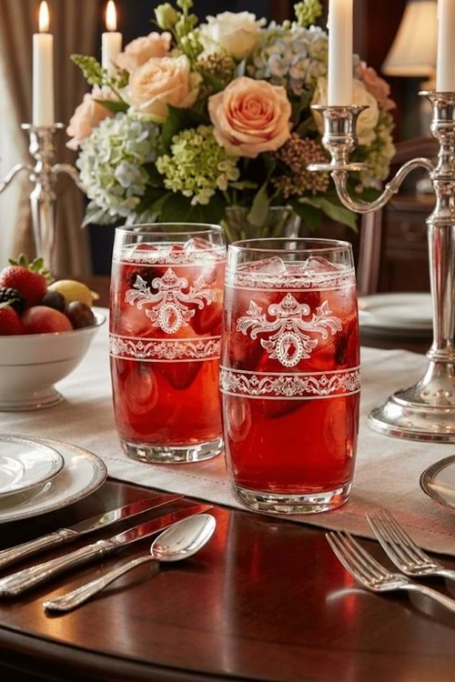 İnsigne Model Desenli Zarif Su & Meşrubat Bardağı 2’li Set