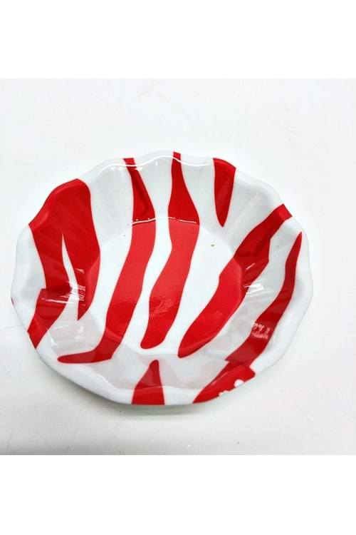 Melamin Kırmızı Zebra Çay Tabağı 6 Adet