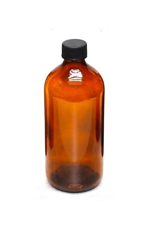 5 Adet 500 Ml Siyah Plastik Kapaklı Amber Kahverengi Cam Şişe