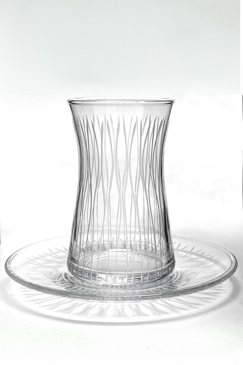 Elysia Çizgili 12li Çay Seti 6 Adet Çay Bardak 6 Adet Çay Tabağı Özel El Yapımı Bardak