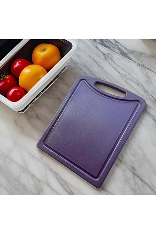 Polietilen Mor Kesme Tahtası Oluklu Tutacaklı 32,5*26,5*1 Cm