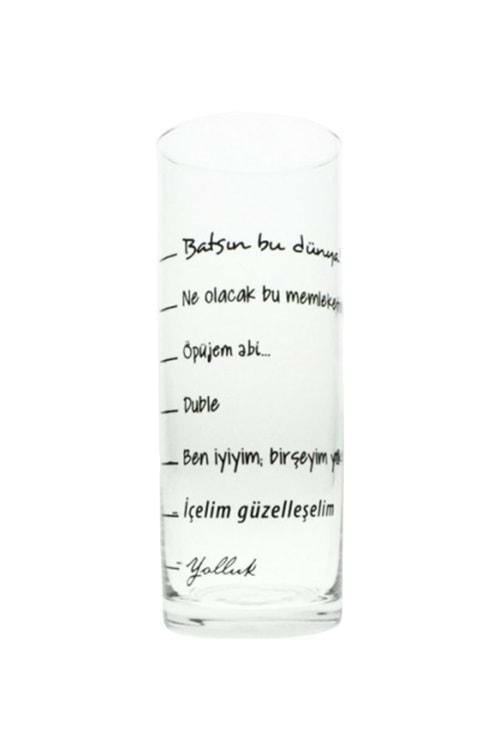 Ölçülü Batsın Bu Dünya Yazılı Cam Rakı Bardağı 2 Adet Bardak Set