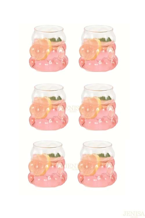 6'lı Boncuk Üzüm Desenli Bubble Cam Kahve Yanı Bardağı – Pinterest Tarzı Bardak 90 ml