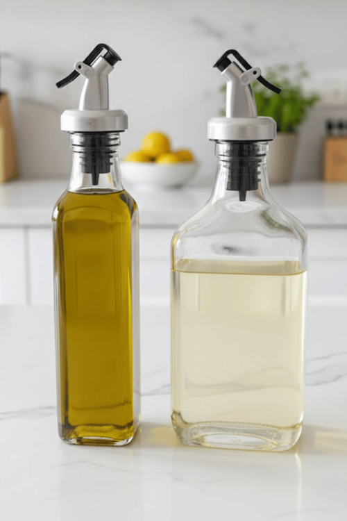 2'li Şeffaf Cam Yassı Yağdanlık - Sızdırmaz Tıpalı 200Ml. Sirkelik Sosluk