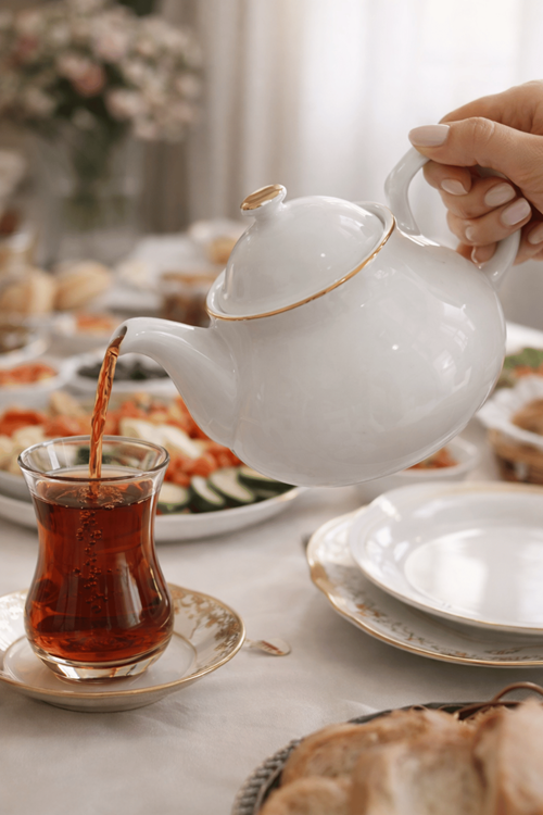 Yaldızlı Porselen Demlik – 650 Ml Sade Üst Demlik