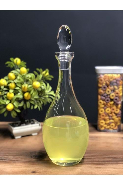 El Yapımı Cam Kapaklı Damla Şişe Karaf Sürahi 13 x 35 Cm