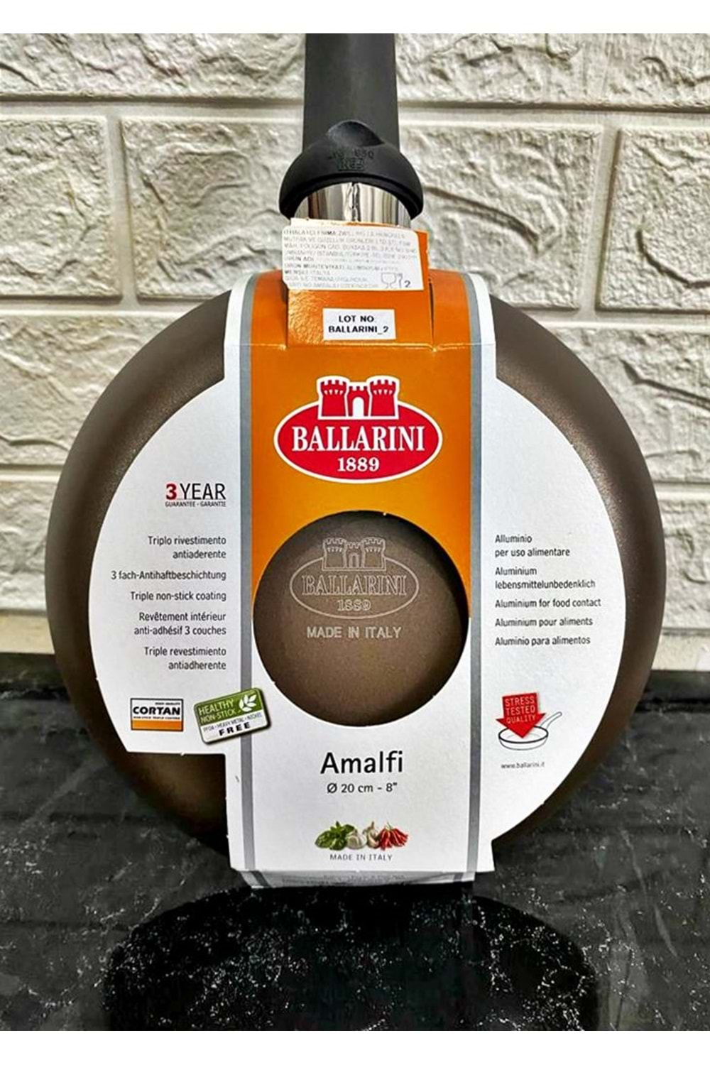 BALLARINI Amalfi Teflon Kaplama 20 cm Izgara Tava Şampanya Köpüğü