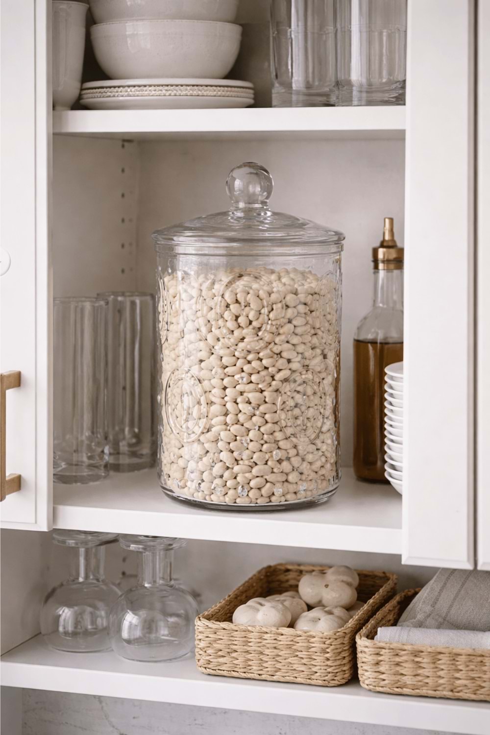 1500 Ml. Desenli Cam Kapaklı Kavanoz - Orta Boy Cam Saklama Kabı