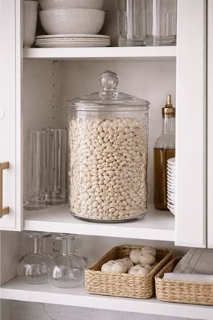 1500 Ml. Desenli Cam Kapaklı Kavanoz - Orta Boy Cam Saklama Kabı