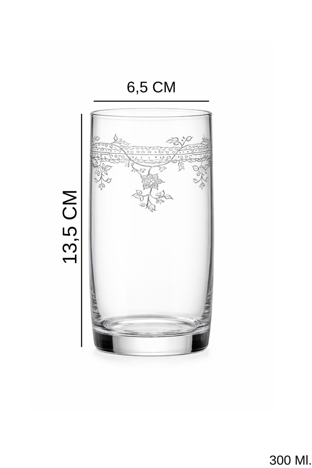 Florale Model Desenli Su & Meşrubat Bardağı – 2’li Şeffaf Zarif Set