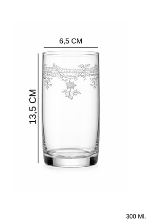 Florale Model Desenli Su & Meşrubat Bardağı – 2’li Şeffaf Zarif Set
