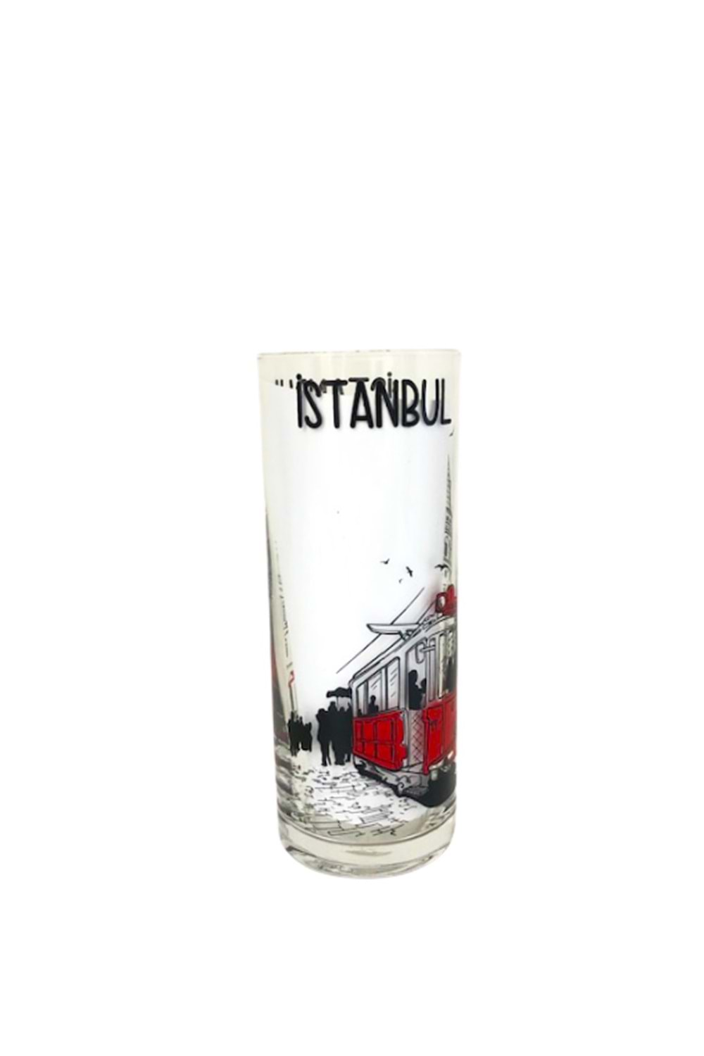 İstanbul Yazılı Galata Taksim Resimli Cam Rakı Bardağı 2 Adet Bardak Set Hediyelik