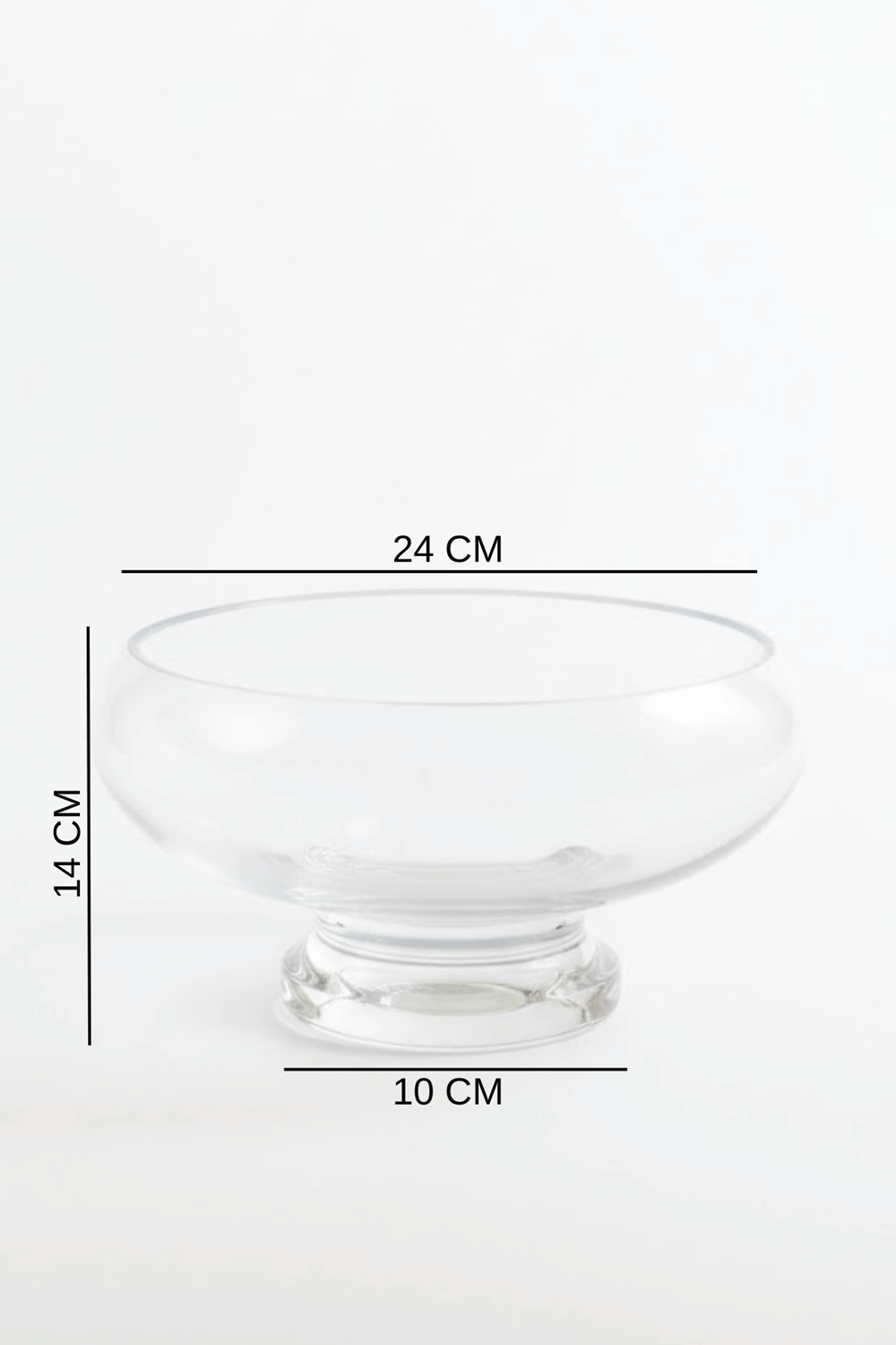 El Yapımı Sade Cam Ayaklı Sunum Kasesi - Salata Kasesi Sunumluk 14x24 cm