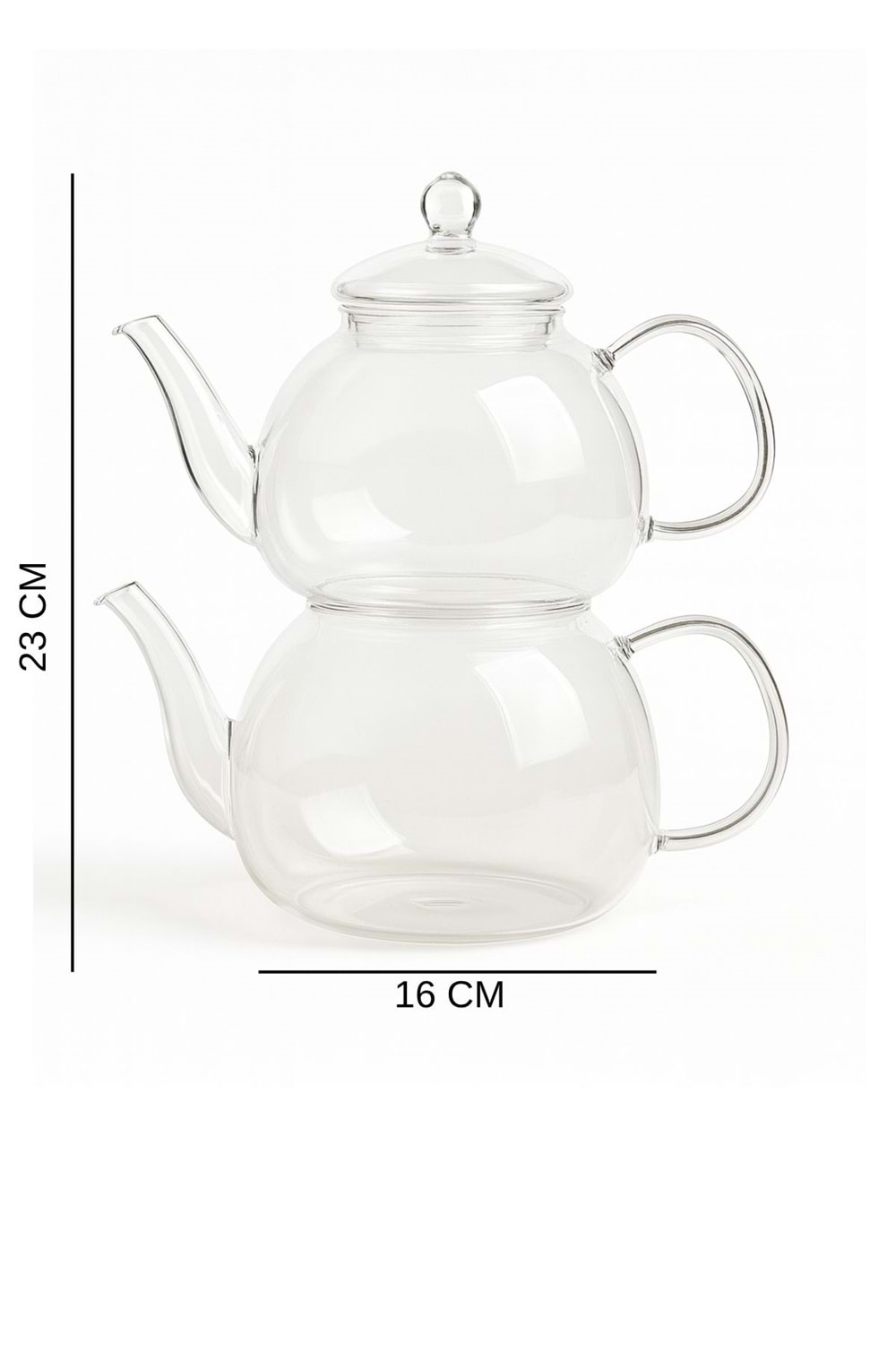 Süzgeçli Isıya Dayanıklı Cam Çaydanlık Seti – Borosilikat Cam Üst Demlik ve Alt Su Haznesi