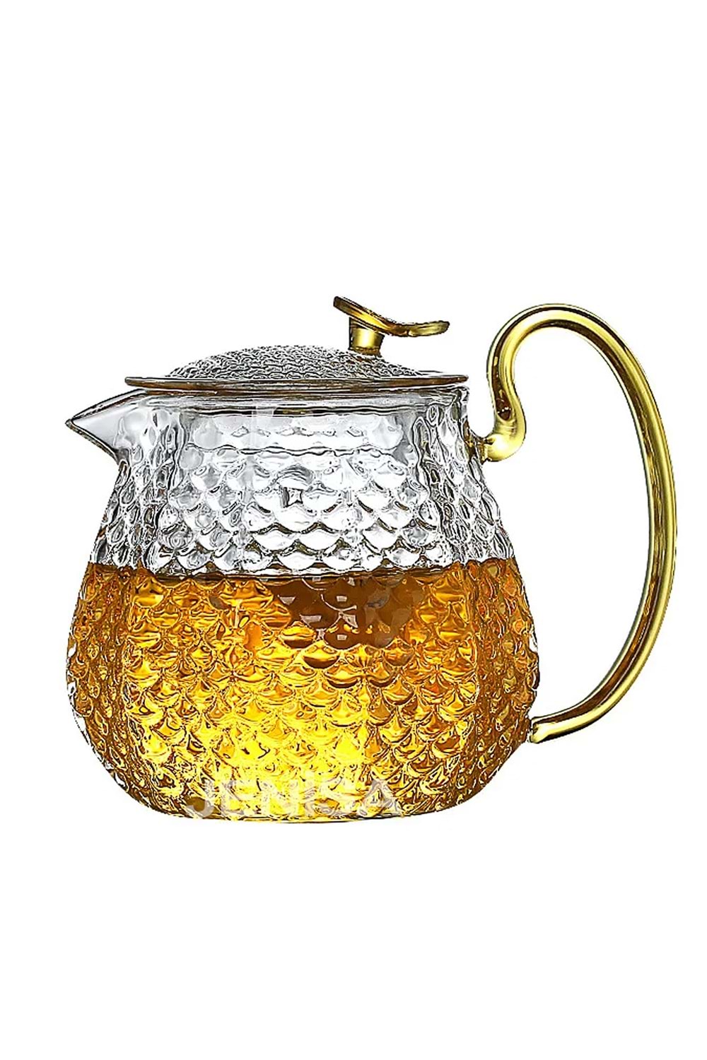 Modern Cam Demlik 550 ml - Isıya Dayanıklı, Cam Süzgeçli ve Altın Kulplu Çay Keyfi