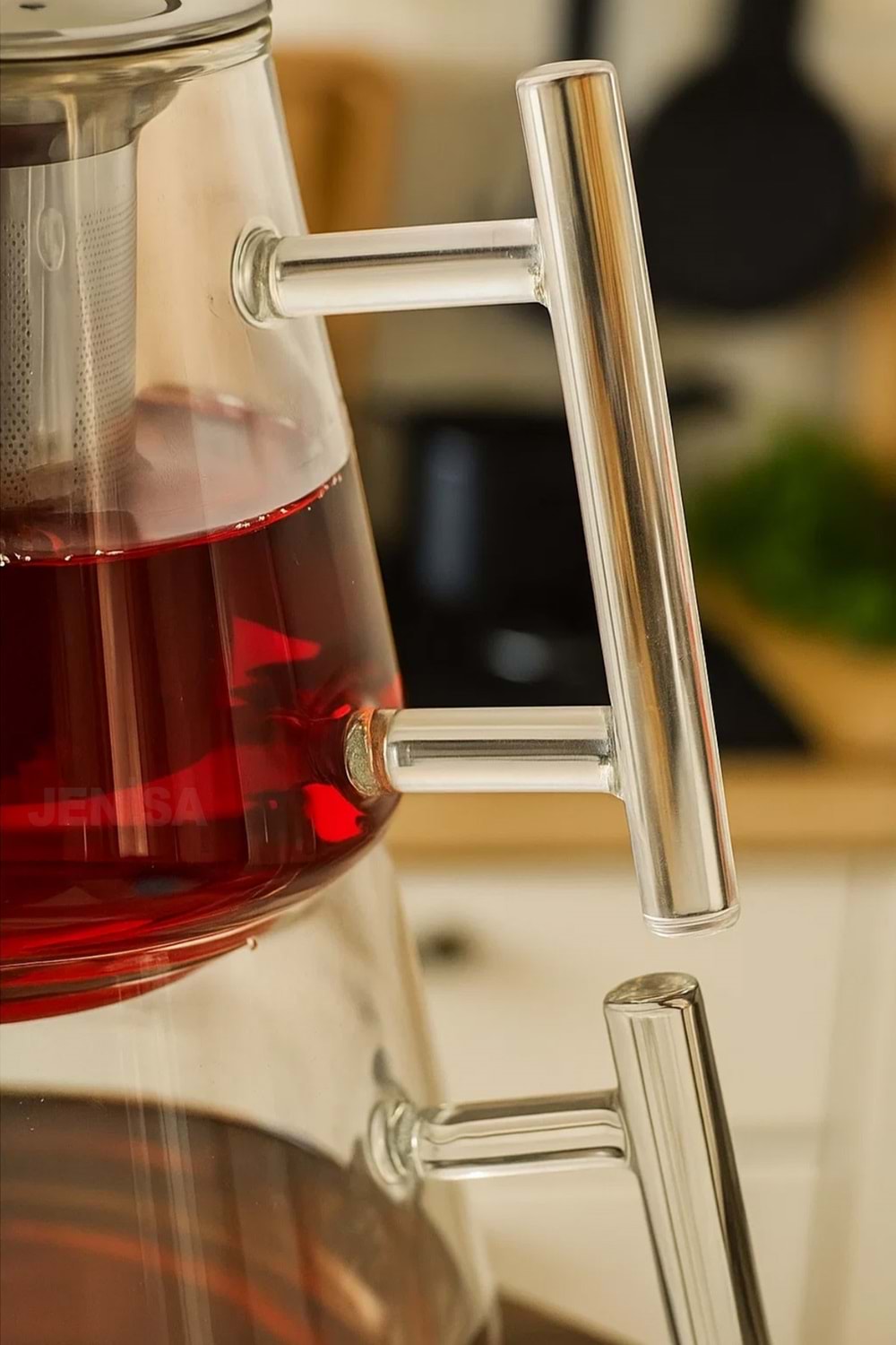 Clarity İndüksiyon Tabanlı Borosilikat Cam Çaydanlık Takımı – 1550 ml Metal Süzgeçli Demlik