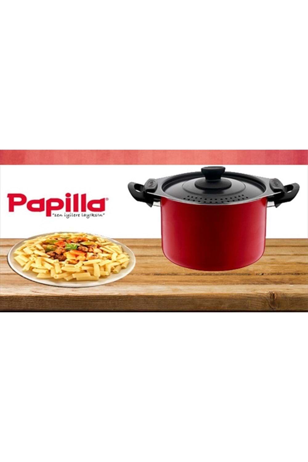 Papilla Makarna Tenceresi Spaghetti Pot 20 Cm Tencere Süzgeçli