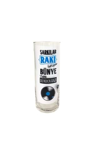 Şarkılar Rakı İstiyor Yazılı Cam Rakı Bardağı 2 Adet Bardak Set Hediyelik