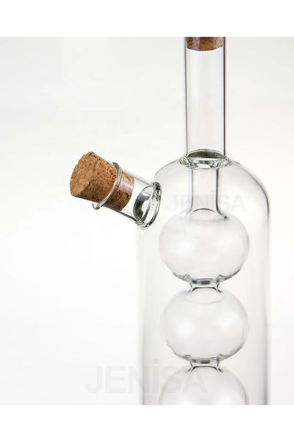 Üç Bölmeli Çift Hazneli Cam Yağdanlık & Sirkelik – 260 ml Zarif Tasarım