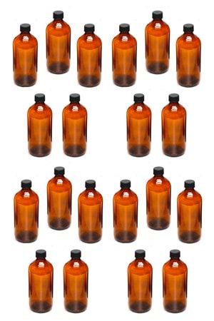 20 Adet 500 Ml Siyah Plastik Kapaklı Amber Kahverengi Cam Şişe