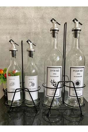 2li Standlı 750 Ml Yağlık 2li 375 Ml Sirkelik Limonluk Mutfak Yağlık Set