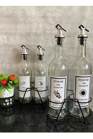 2li Standlı 750 Ml Yağlık 2li 375 Ml Sirkelik Limonluk Mutfak Yağlık Set