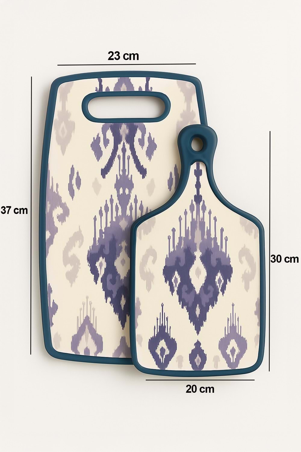 İkat Desenli 2'li Kesme Tahtası Seti – Kaymaz, Dayanıklı, Şık Tasarım