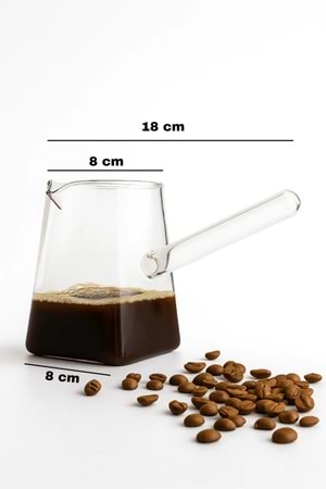 Borosilikat Cam Cezve – Isıya Dayanıklı, Ocak Üstü Uyumlu Şeffaf Kahve Cezvesi 400 ml