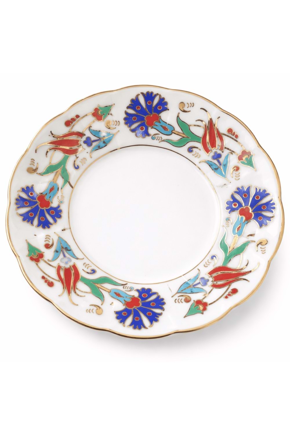 12’li Yaldızlı İznik Motif Porselen Çay Tabağı – Desenli Çay Tabak