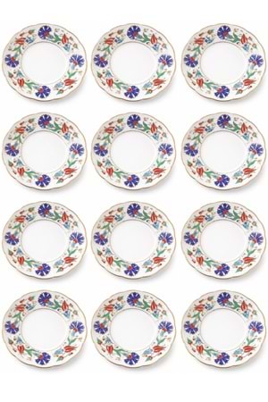 12’li Yaldızlı İznik Motif Porselen Çay Tabağı – Desenli Çay Tabak