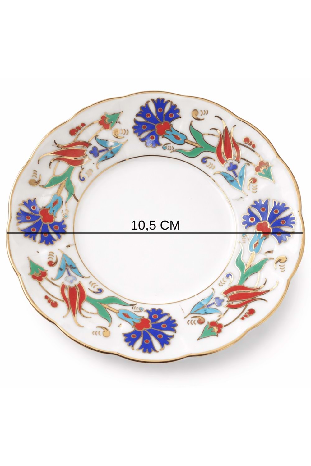 12’li Yaldızlı İznik Motif Porselen Çay Tabağı – Desenli Çay Tabak