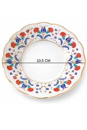 12’li Yaldızlı Çiçek Motif Porselen Çay Tabağı – Desenli Çay Tabak