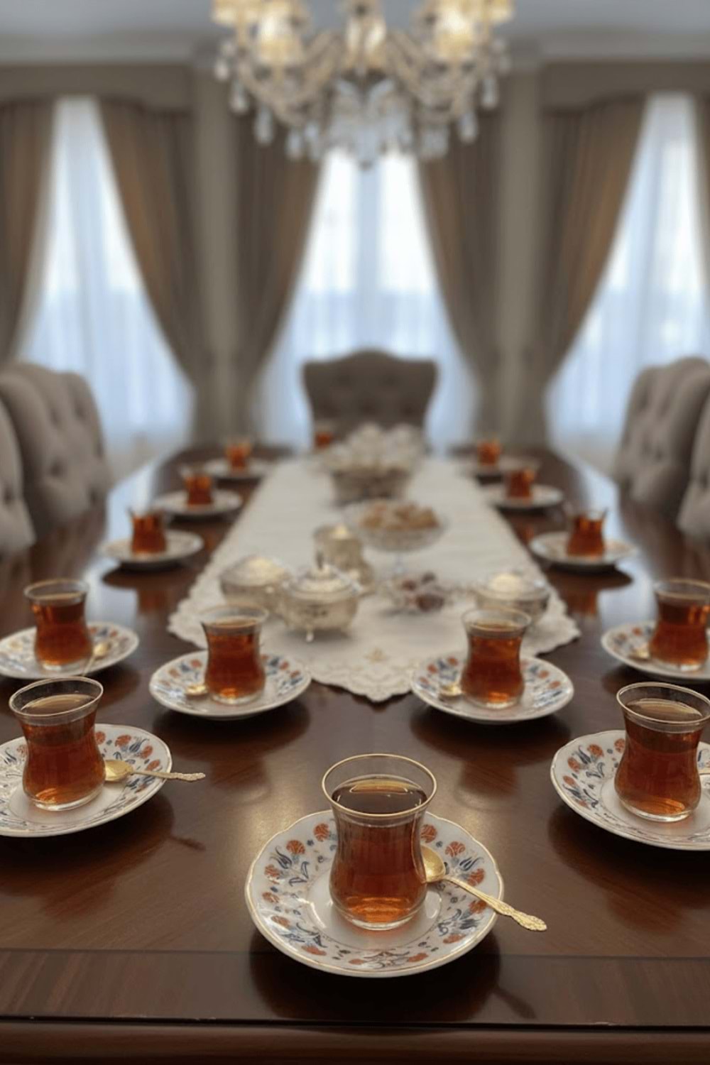 12’li Yaldızlı Çiçek Motif Porselen Çay Tabağı – Desenli Çay Tabak